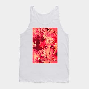 DEEP BLUSHED PINK ART DECO FLAPPER BUTTERFLIES BIRDS ROSES, ART COLLAGE POSTER Tank Top